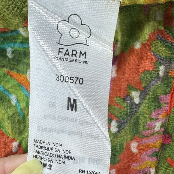 Farm Rio Womens Urgan Jungle Tie-Front Top Size M Colorful Tropical Resort Beach - Picture 3 of 16